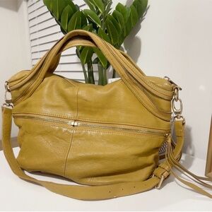 KELSI DAGGER yellow gold soft leather hobo shoulder strap bag boho pebbled